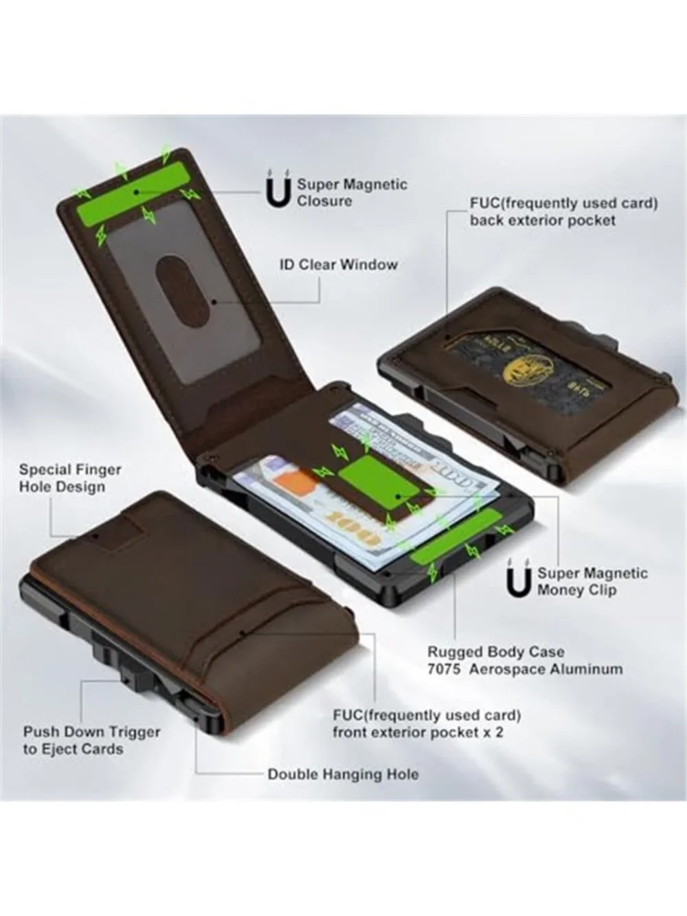 Men's Slim RFID Smart Minimalist Wallet Credit Card Genuine Leather Wallet